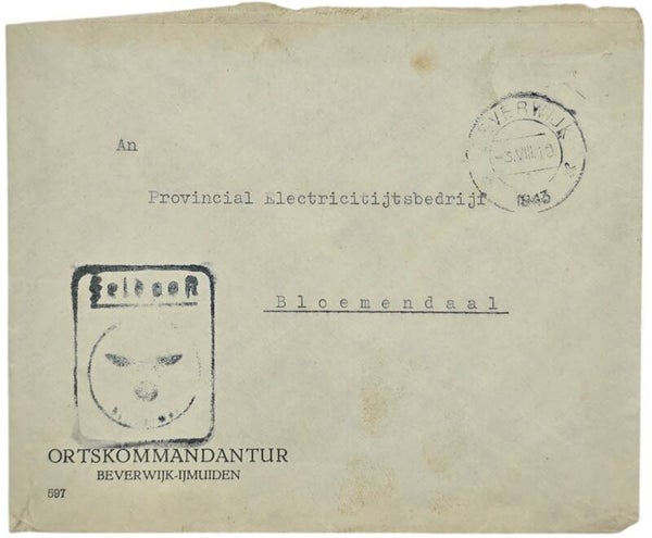 Original WW2 German Document - Envelope Ortskommandantur IJmuiden, Beverwijk, Bloemendaal (1943)