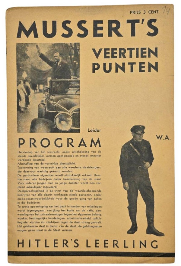 Original WW2 Dutch Collaboration NSB Brochure - Mussert's veertien punten (1935)