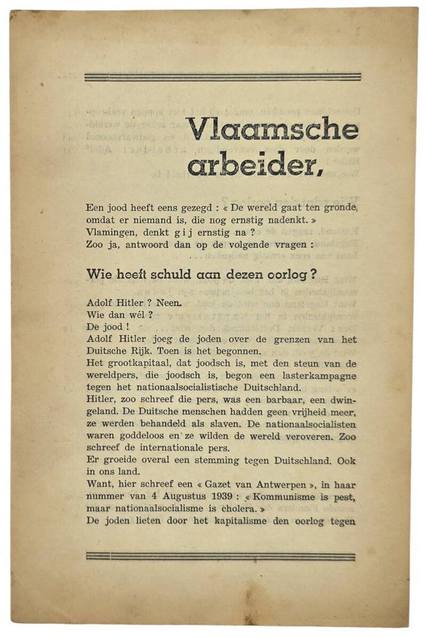 Original WW2 Flemish Waffen SS Document - Vlaamsche Arbeider, Ersatzkommando Flandern, Brussel