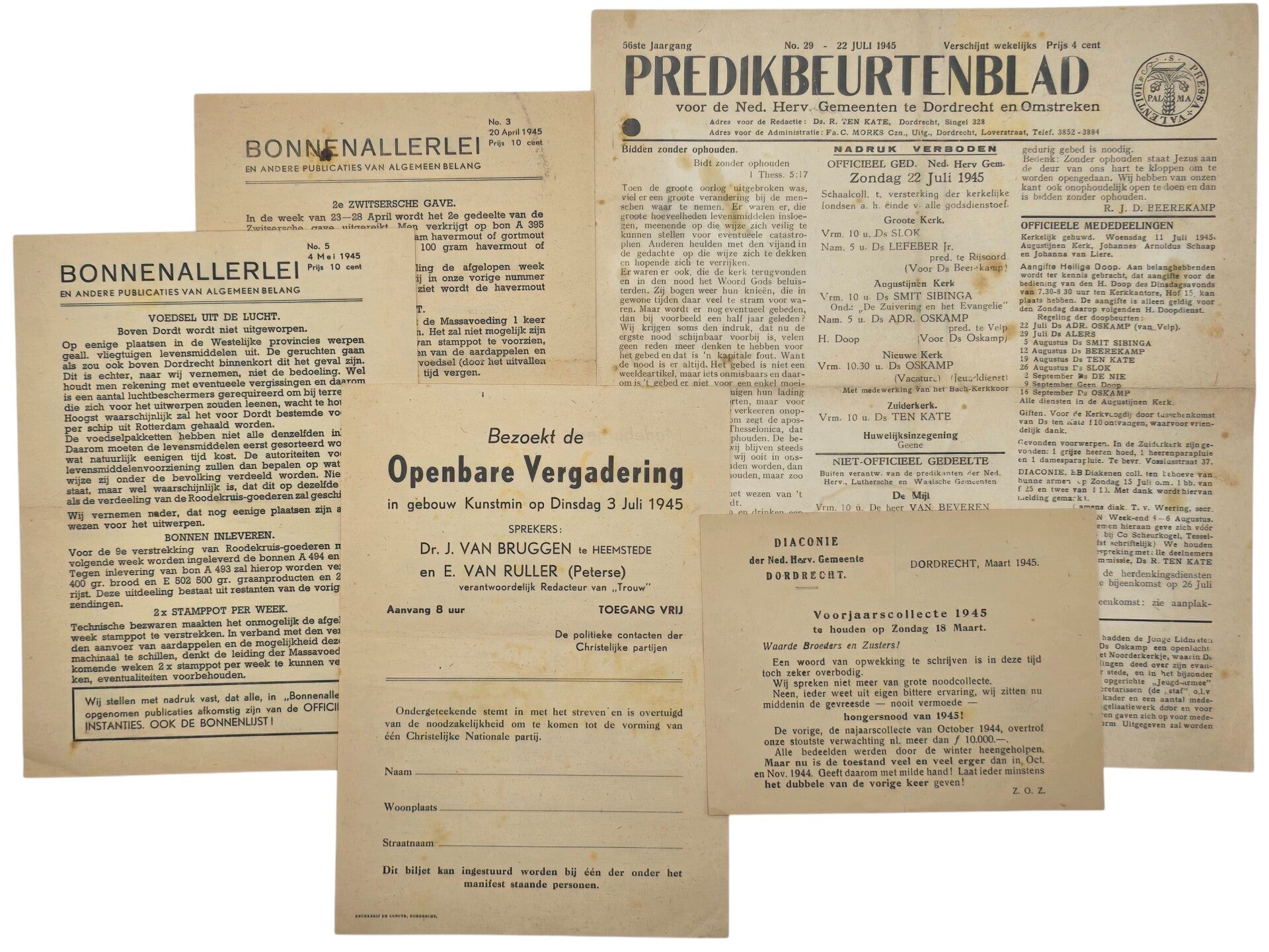 Original WW2 Dutch Document - Liberation / late war document set Dordrecht (1945)