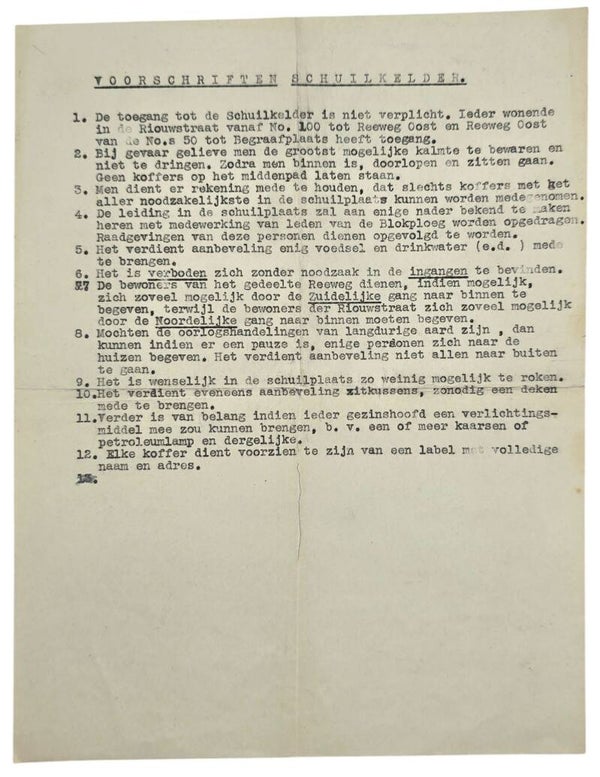 Original WW2 Dutch LBD Document - Luchtbeschermingsdienst Bomb shelter regulations, Dordrecht