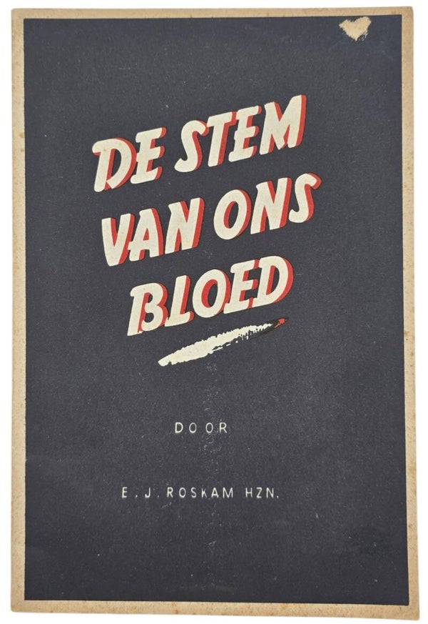 Original WW2 Dutch Collaboration NSB Brochure - De stem van ons bloed, E. J. Roskam (1940)