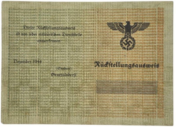 Original WW2 Dutch Document - Unused Rückstellungsausweis (1944)