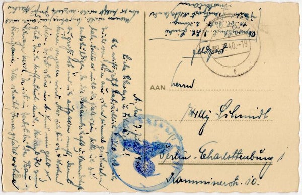 Original Dutch WW2 Postcard - Feldpost Amsterdam, Polizei Batterie (1940)