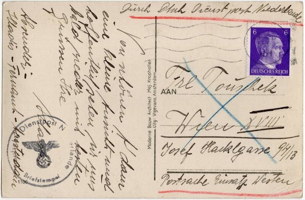 Original Dutch WW2 Postcard - Letter Deutsche Dienstpost Niederlande, Amsterdam