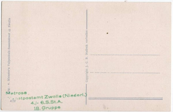 Original Dutch WW2 Postcard - Feldpost Dienstpostamt Zwolle 4./- 6 S. St. A. 18 Gruppe Schiffsstammabteilung