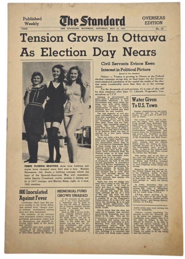 Original WW2 Canadian Newspaper - The Standard Overseas edition, No. 43 (1945)