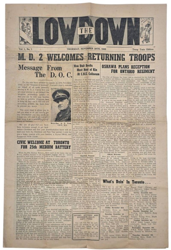 Original WW2 Canadian Newspaper - The Lowdown, Troop Train Edition Vol 1. No. 1 (1945)