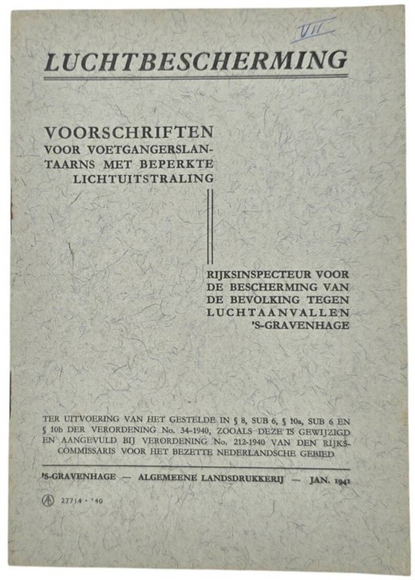 Original WW2 Dutch LBD Brochure - Luchtbescherming Voorschriften lichtuitstraling (1941)