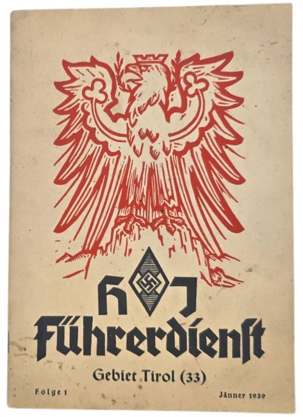 Original WW2 German HJ Magazine - HJ Führerdienst Gebiet Tirol (33) Folge 1 (1939)