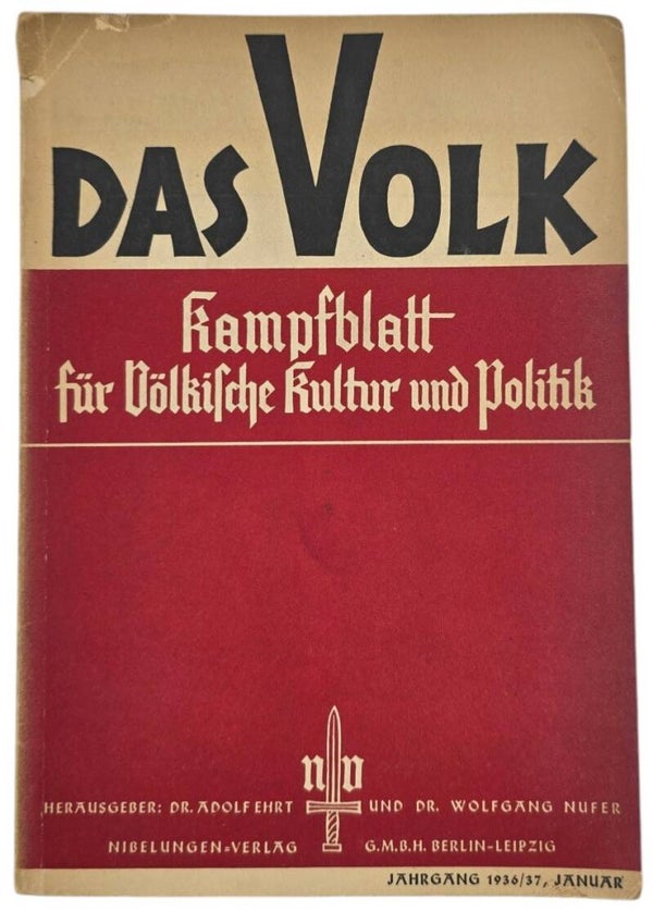 Original WW2 German Magazine - Das Volk Kampfblatt für Völkische Kultur und Politik Januar (1936)