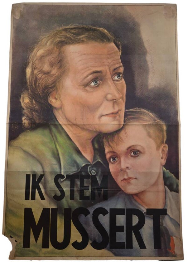 Original WW2 Dutch Collaboration NSB Poster - Ik stem Mussert (1937)