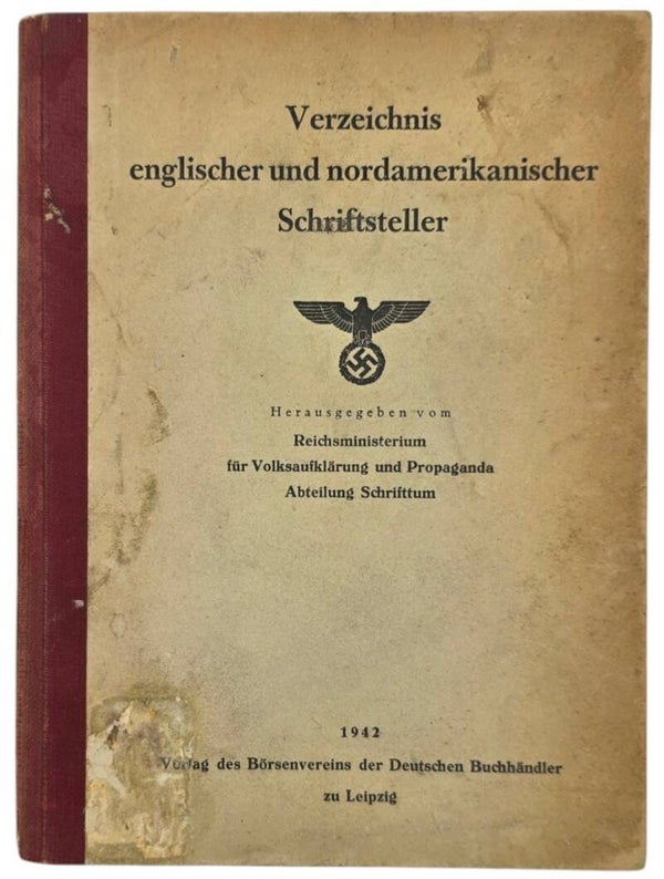 Original WW2 German Book - Verzeichnis englischer und nordamerikanischer Schriftsteller (1942)