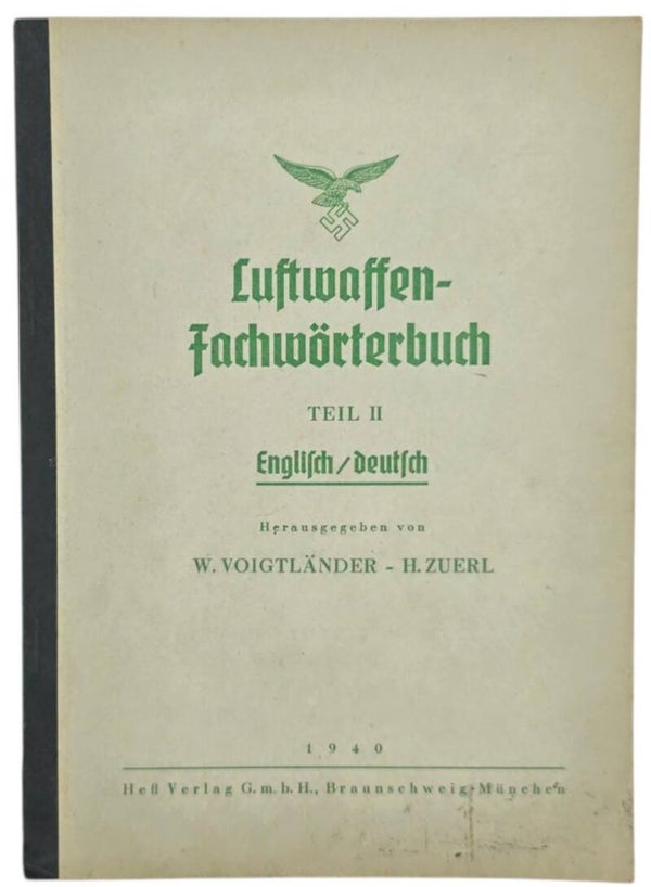 Original WW2 German Brochure - Luftwaffen Fachwörterbuch Teil II Englisch Deutsch, Voigtländer (1940)