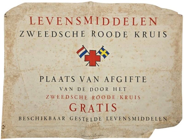 Original WW2 Dutch Poster - Levensmiddelen Zweedsche Roode Kruis plaats van afgiste, Haarlem (1945)