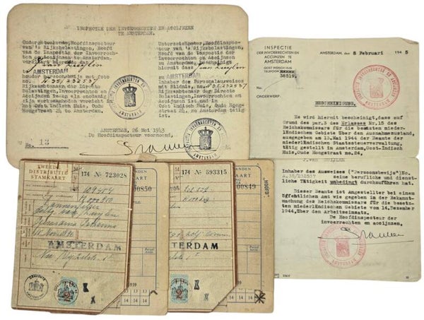 Original WW2 Dutch Document set - Bescheinigung Amsterdam (1943 1945)