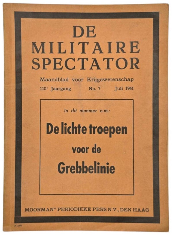 Original WW2 Dutch Brochure - De Militaire Spectator 110th Year No. 7, Grebbelinie, Juli (1941)