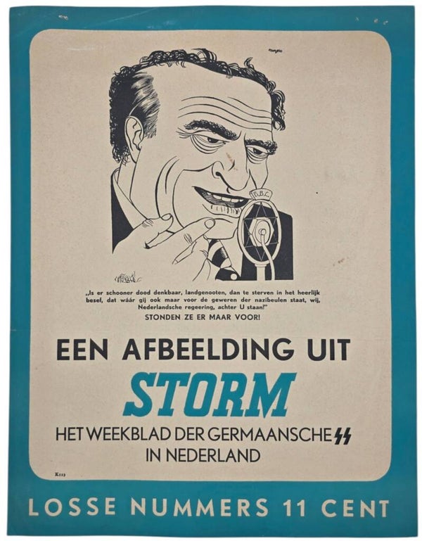 Original WW2 Dutch SS Poster - Kiosk poster Storm SS (1943)