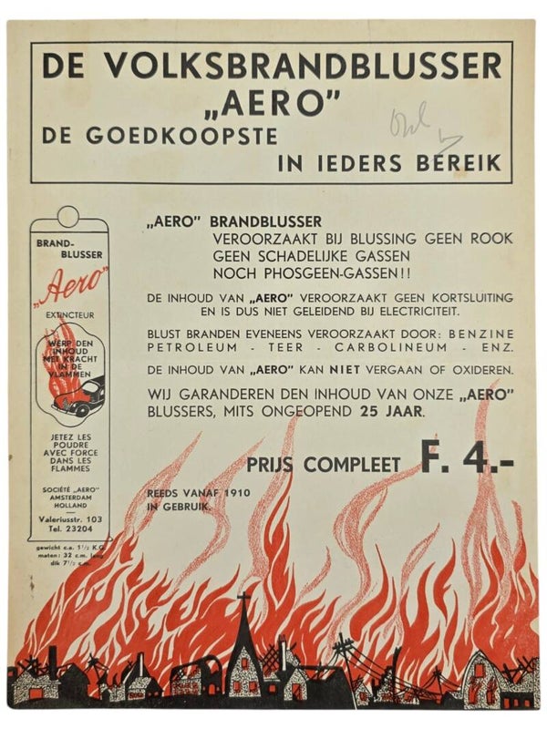 Original WW2 Dutch LBD Document - De Volksbrandblusser Aero, Amsterdam