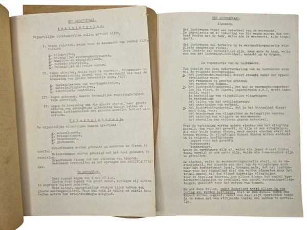Original WW2 Dutch LBD Document - Het Luchtgevaar, report about air raids