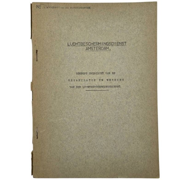 Original WW2 Dutch LBD Document - Luchtbeschermingsdienst Amsterdam report (1936)
