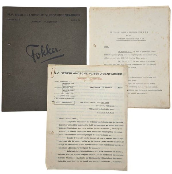 Original WW2 Dutch Document - LVA 1st Luitenant Vliegenier van Lent report about the Fokker C-IV and DC-I airplanes, Soekamiskin, Bandoeng (1925)