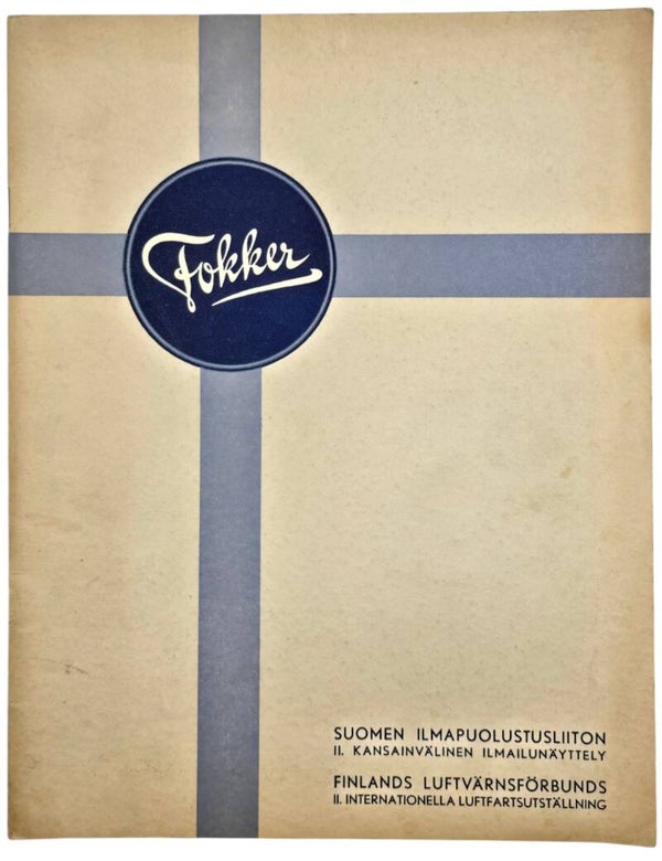 Original WW2 Dutch Brochure - Fokker Suomen Ilmapuolustusliiton sales brochure, Helsinki (1938)