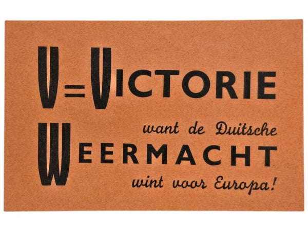 Original WW2 Dutch Collaboration NSB Flyer - V Action ''V = Victorie want de Duitsche Weermacht wint voor Europa''