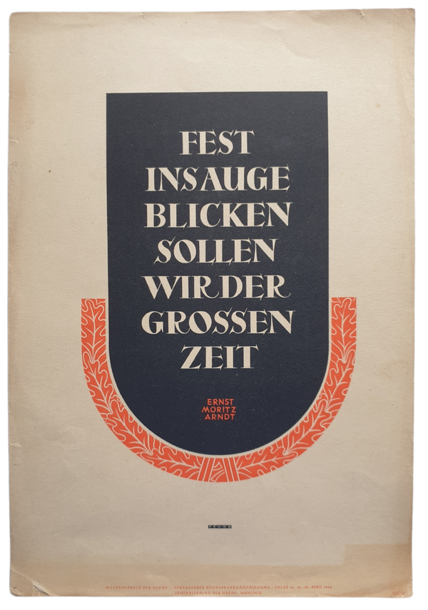 NSDAP Wochenspruch 1942 folge 16 Ernst Moritz Arndt