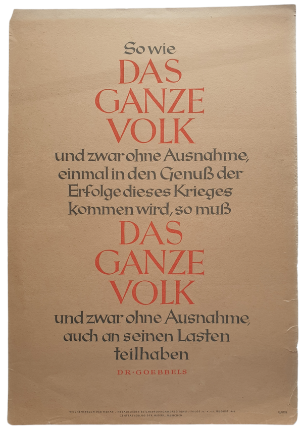 NSDAP Wochenspruch 1942 folge 33  Joseph Goebbels