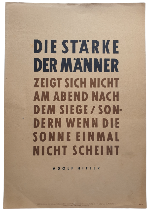 NSDAP Wochenspruch 1943 folge 7/8 Adolf Hitler