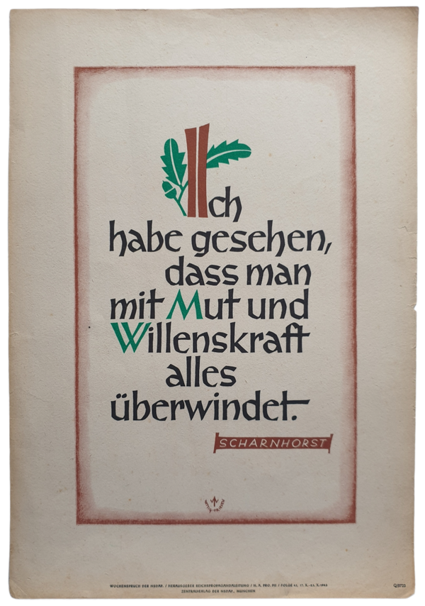 NSDAP Wochenspruch 1943 folge 43 Gerhard von Scharnhorst