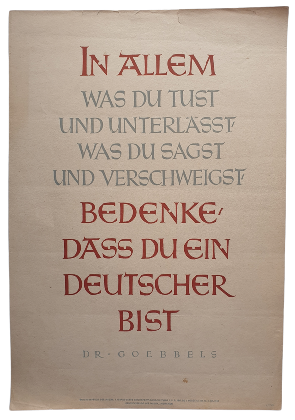 NSDAP Wochenspruch 1943 folge 49 Joseph Goebbels