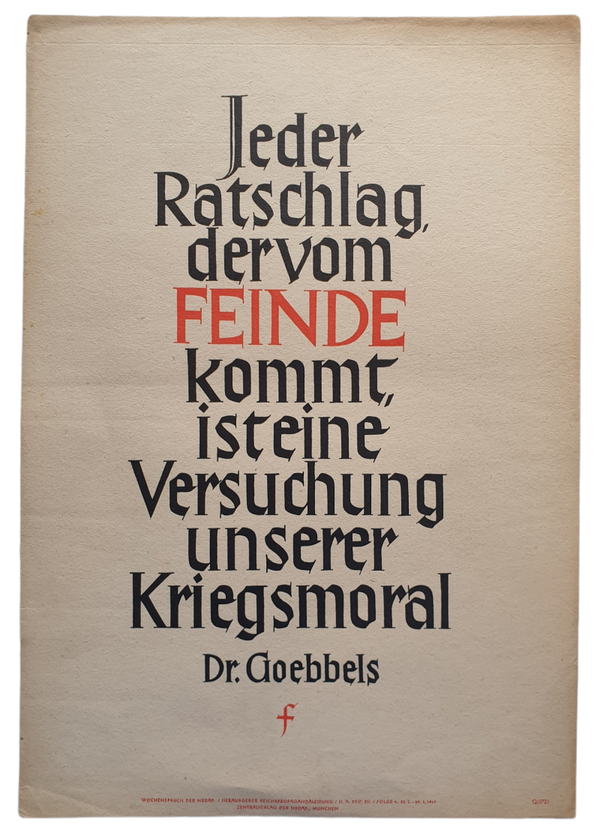 NSDAP Wochenspruch 1944 folge 4 Joseph Goebbels