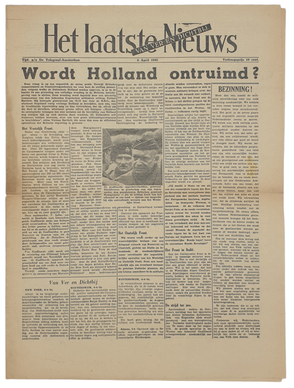 Original WW2 Dutch Collaboration Newspaper - Het Laatste Nieuws, 6th of April (1945)