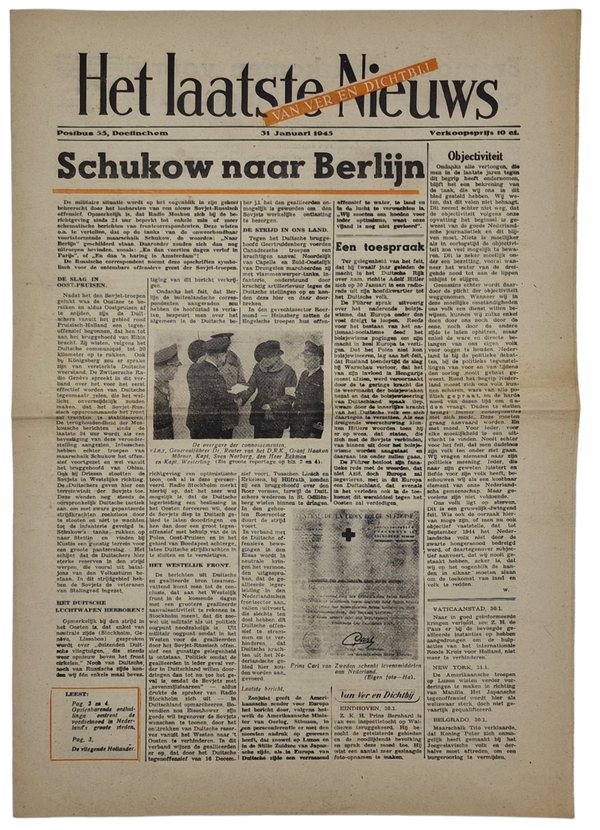 Original WW2 Dutch Collaboration Newspaper - Het Laatste Nieuws, 31st of January (1945)