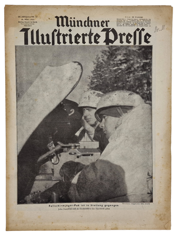 Original WW2 German Magazine - Munchner Illustrierte Presse 20th Year No. 11, Fallschirmjäger (1943)
