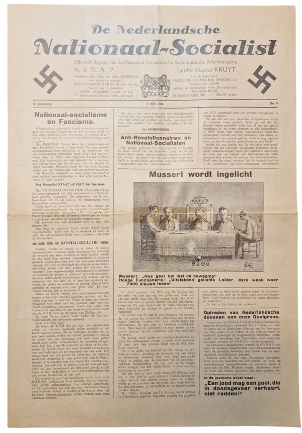 Original WW2 Dutch Collaboration NSNAP Newspaper - De Nederlandsche Nationaal Socialist No. 9 (1934)
