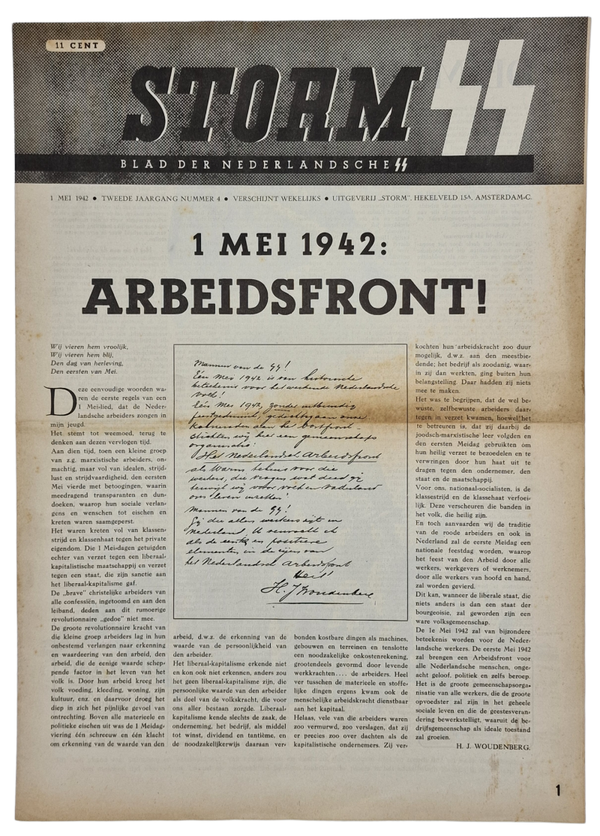 Original WW2 Dutch Waffen SS Newspaper - Storm SS 2nd year No. 4 (1942)
