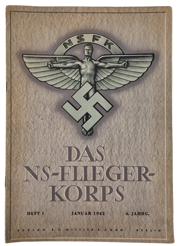 Original WW2 German NSFK magazine - Das NS-Fliegerkorps  4th year No. 1 (1942)