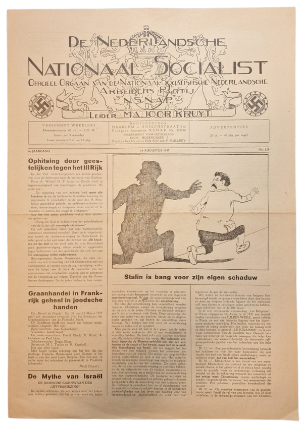 Original WW2 Dutch Collaboration NSNAP Newspaper - De Nederlandsche Nationaal Socialist No. 128 (1937)