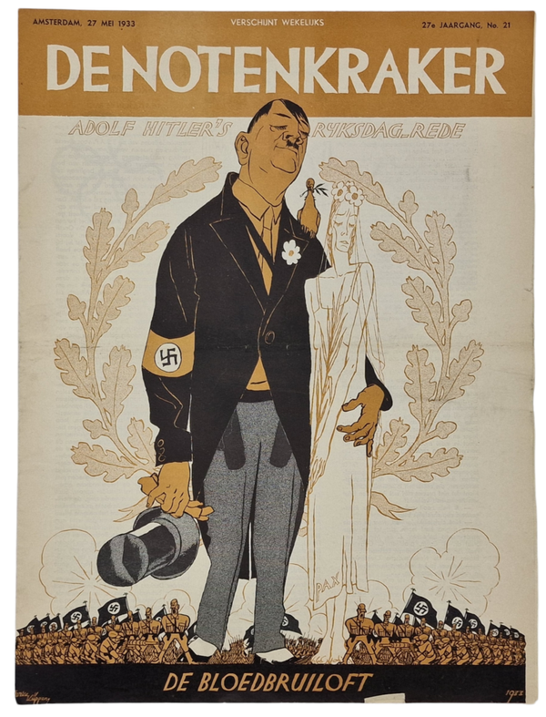 Original WW2 Dutch Magazine - De Notenkraker No. 21, Adolf Hitlers speech ''The Bloodwedding'' (1933)