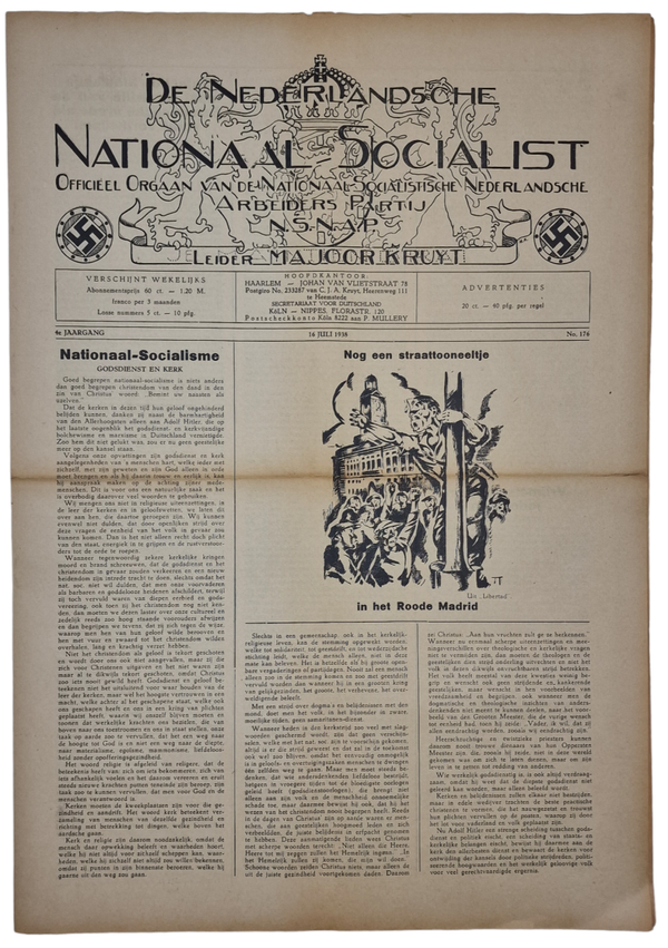Original WW2 Dutch Collaboration NSNAP Newspaper - De Nederlandsche Nationaal Socialist No. 176 (1938)