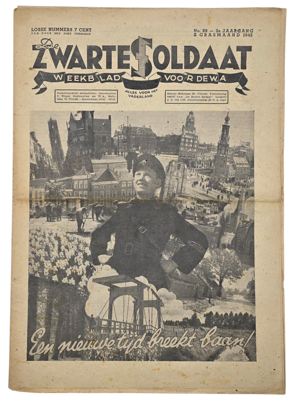 Original WW2 Dutch Collaboration NSB Newspaper - Zwarte Soldaat 2nd Year No. 29 (1942)