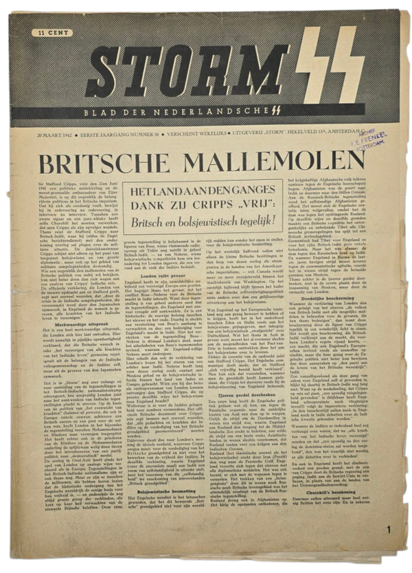 Original WW2 Dutch Waffen SS Newspaper - Storm SS 1st Year No. 50 (1942)