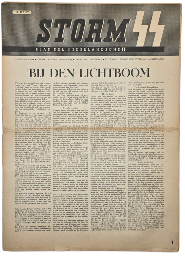 Original WW2 Dutch Waffen SS Newspaper - Storm SS 1st Year No. 38 (1941)