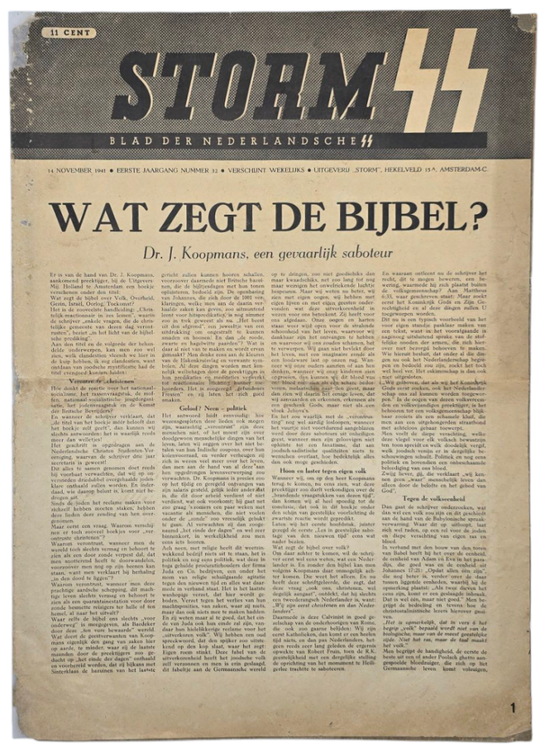 Original WW2 Dutch Waffen SS Newspaper - Storm SS 1st Year No. 32, Avegoor (1941)