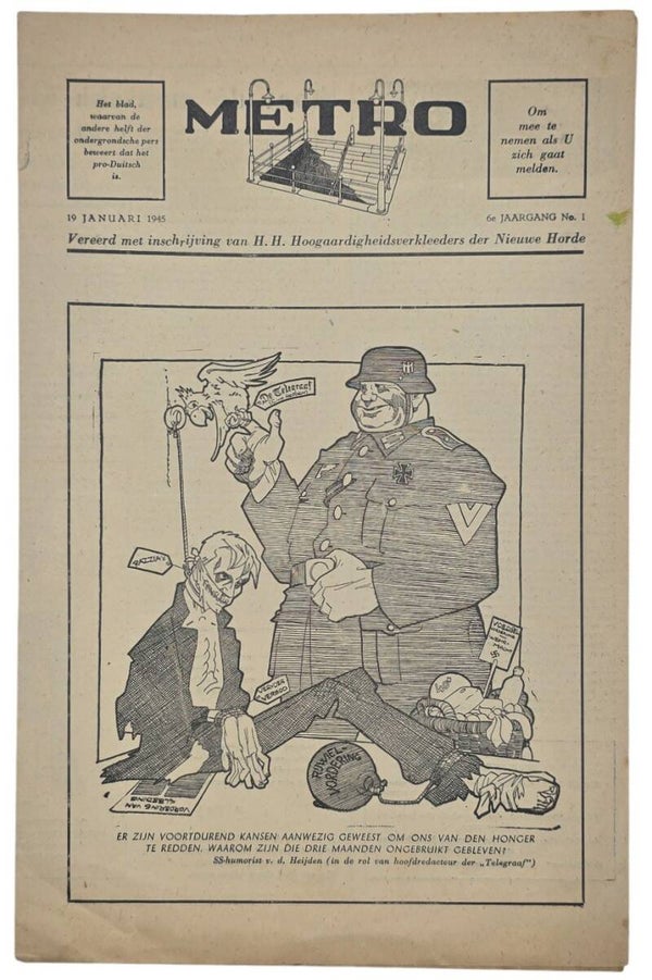 Original WW2 Dutch Resistance Newspaper - Metro, 6th-year no 1 (1944)
