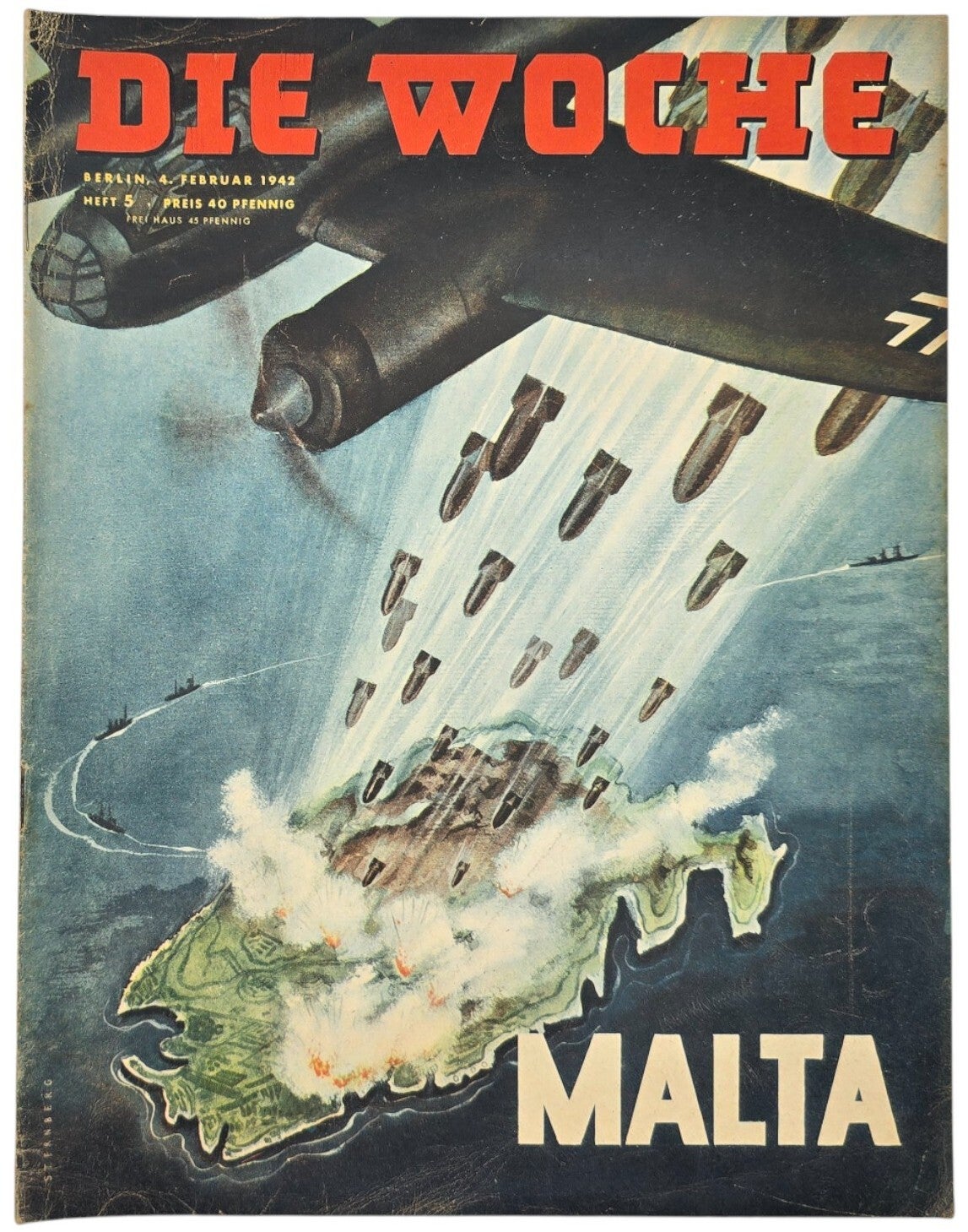 Original WW2 German Magazine - Die Woche No. 5, Luftwaffe Malta (1942)