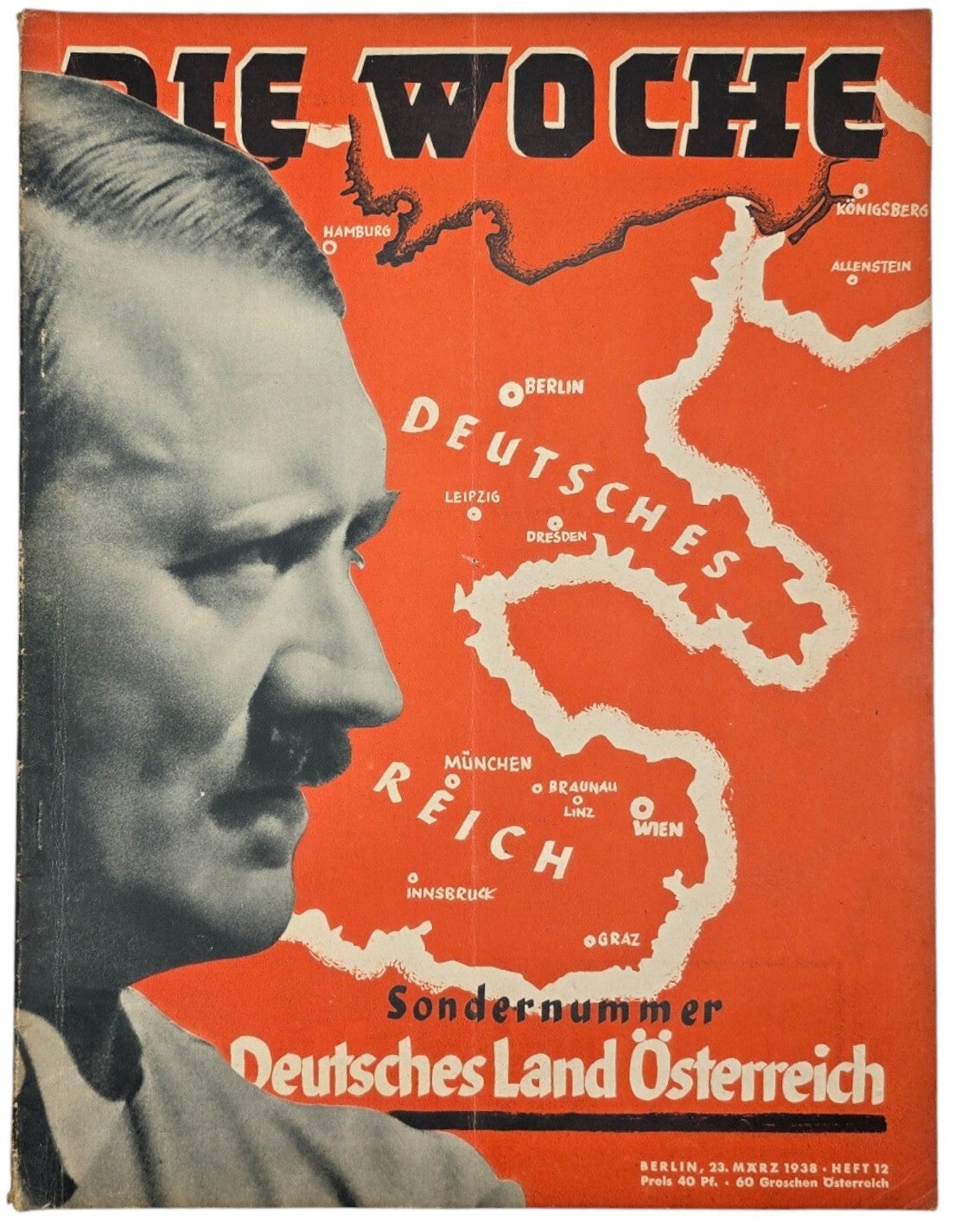 Original WW2 German Magazine - Die Woche No. 12 Sondernummer Deutsches Land Österreich (1938)
